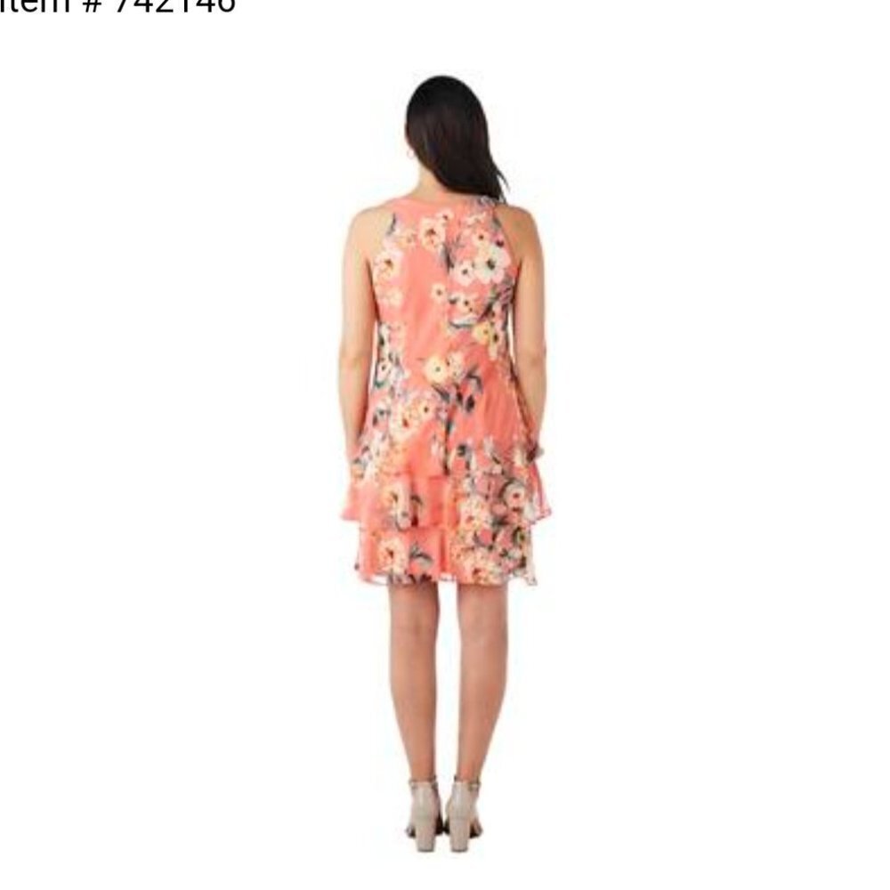 Robbie Bee Sleeveless Floral Chiffon Keyhole Neck Dress Size 12 NWT - Picture 3 of 12